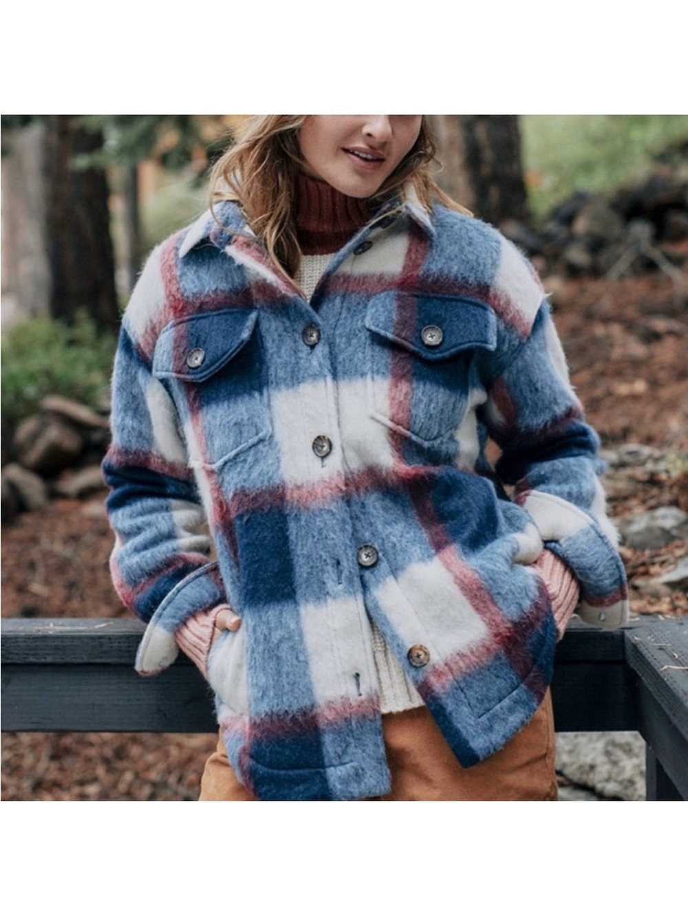 MARINE LAYER Fuzzy Plaid
Shacket Bailey Shirt Jacket small